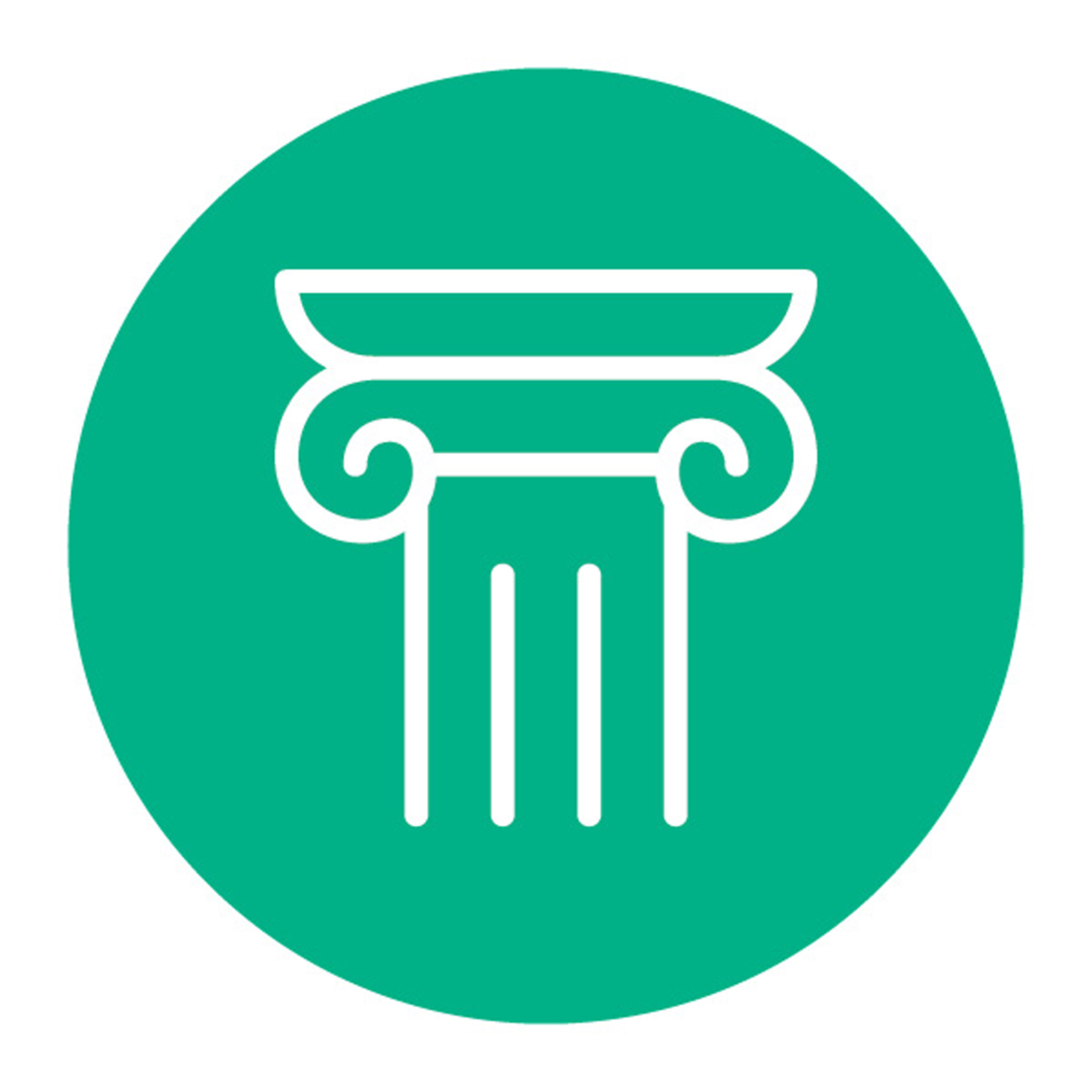 A green circle with a pillar in the center